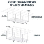 Support de rangement suspendu pour garage 4' x 8' avec crochets – Capacité de 317,5 kg