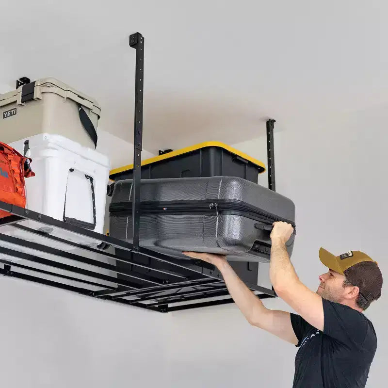 Support de rangement suspendu pour garage 4' x 8' avec crochets – Capacité de 317,5 kg