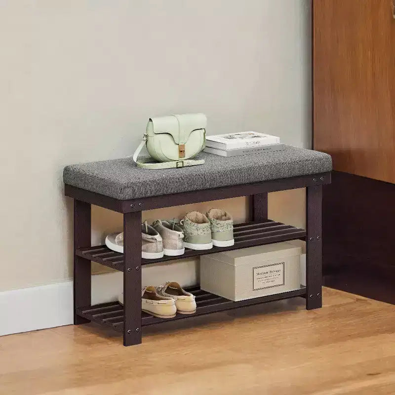 Banc à Chaussures en Bambou, Étagère à Chaussures à 3 Niveaux, Organisateur de Chaussures Stable pour Entrée, Salon, Le Banc Peut Supporter Jusqu'à 150 kg, 29 x 71 x 49 cm