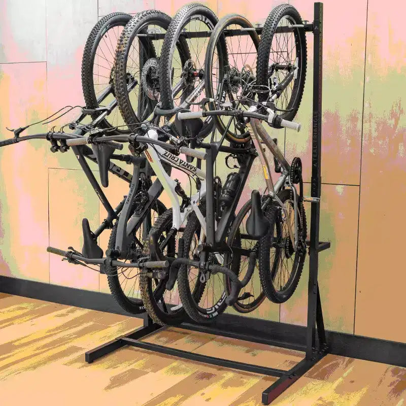 Support à vélo autoportant G-Bike Triangle sarcelle | Contient 5 vélos